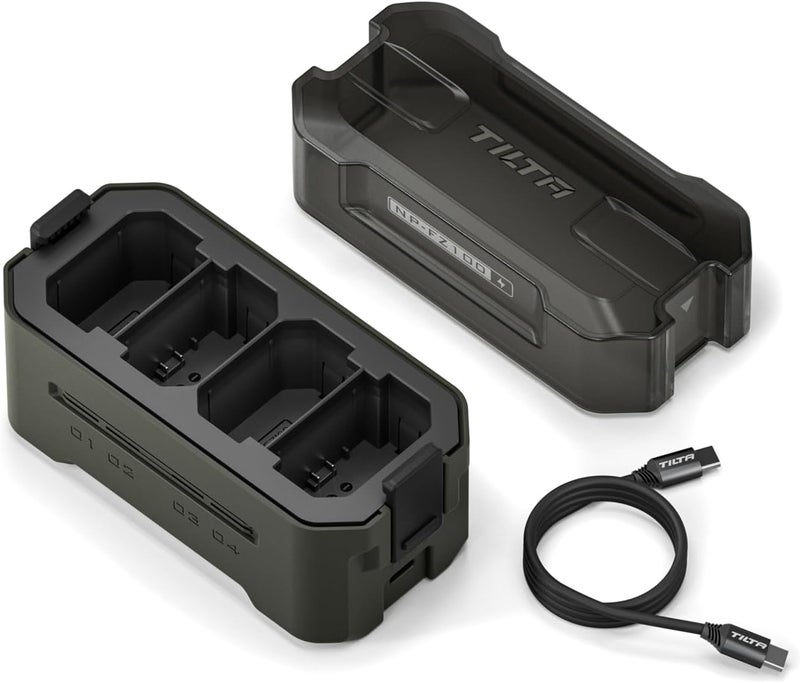 Tilta NP-FZ100 Portable Charging Station - Green | Charge 4 Batteries w/USB-C PD 45W Fast Charge | Safe for A6600, A6700, A7C, A7III, A7IV, A7RIII/IV, A7S Il, FX3,FX30,A1,ZV-E1 - Image 2